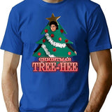 Christmas Tree-hee T-Shirt - Retro Graphic Tee for Men & Women - Blue