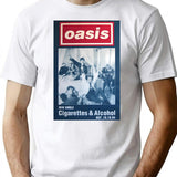Cigarettes And Alcohol Minimalist T-Shirt - Retro Graphic Tee for Men & Women - White