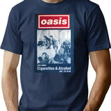 Cigarettes And Alcohol Minimalist T-Shirt - Retro Graphic Tee for Men & Women - Navy