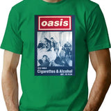 Cigarettes And Alcohol Minimalist T-Shirt - Retro Graphic Tee for Men & Women - Green
