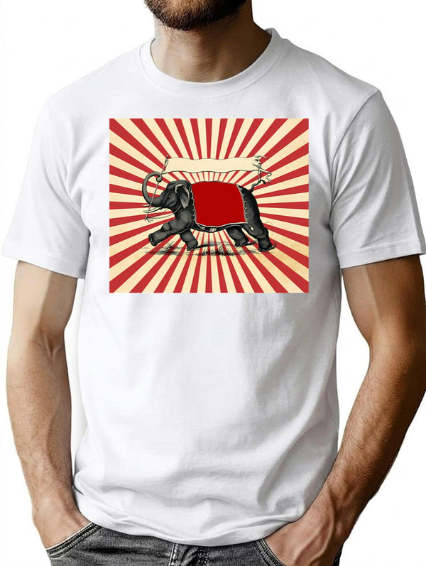Circus Elephant Vintage Poster Pop Wall Street Art T-Shirt for Men & Women, T-Shirts Graphic Tee - White