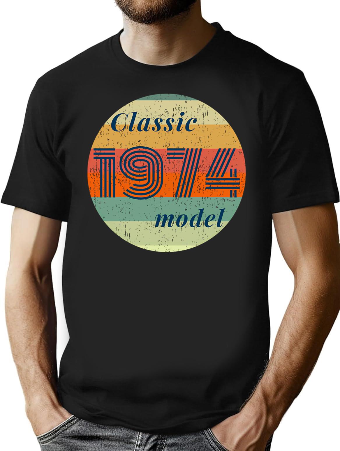 Classic 1974 Model Funny Turning 50 T-Shirt - Black