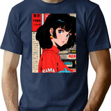 Classic Anime Retro Vintage Cute T-Shirt - Retro Graphic Casual Tee - Navy