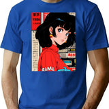 Classic Anime Retro Vintage Cute T-Shirt - Retro Graphic Casual Tee - Blue