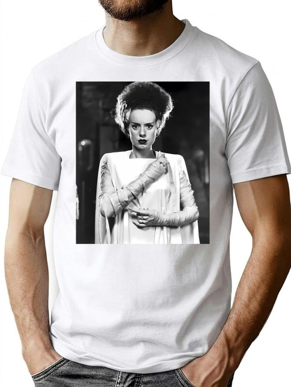 Classic Bride Of Frankenstein T-Shirt for Men & Women, T-Shirts Graphic Tee - White