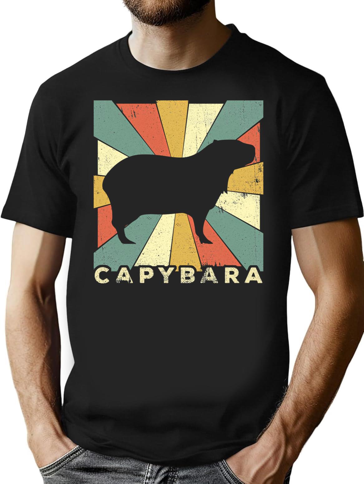 Classic Capybara Lover Vintage Retro Animal T-Shirt - Black