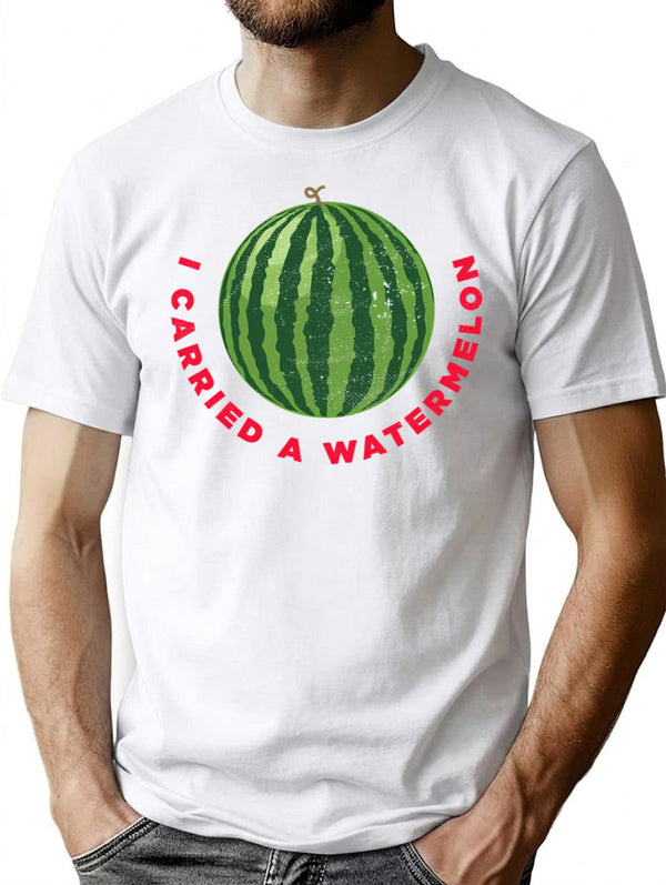 Classic I Carried A Watermelon Funny Vintage T-Shirt for Men & Women, T-Shirts Graphic Tee - White