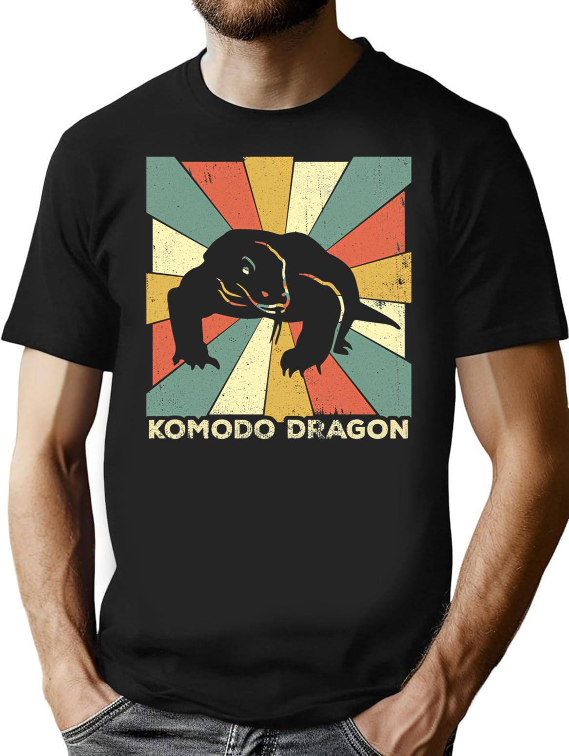 Classic Komodo Dragon Lover Vintage Retro Animal T-Shirt - Black