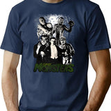 Classic Monsters T-Shirt for Men & Women, T-Shirts Graphic Tee - Navy