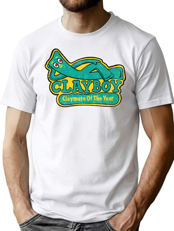 Clayboy -Distressed- T-Shirt for Men & Women, T-Shirts Graphic Tee - White