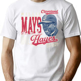 Cleveland Willie Mays Hayes Worn T-Shirt for Men & Women, T-Shirts Graphic Tee - White