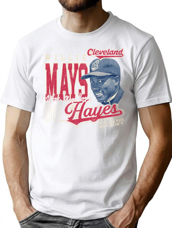 Cleveland Willie Mays Hayes Worn T-Shirt for Men & Women, T-Shirts Graphic Tee - White