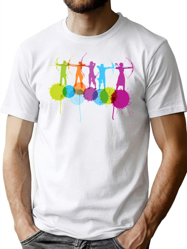 Color Splash Sport Archery T-Shirt for Men & Women, T-Shirts Graphic Tee - White