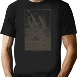 Colossal Octopus Kraken Attacking Ship Sea Monster T-Shirt for Men & Women, T-Shirts Graphic Tee - Black