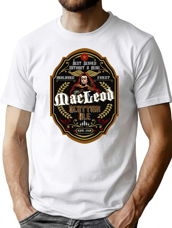 Connor Macleod Scottish Ale Label T-Shirt for Men & Women, T-Shirts Graphic Tee - White