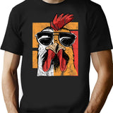 Cool Rooster Wearing Sunglasses Retro Vintage Chicken Tee T-Shirt for Men & Women, T-Shirts Graphic Tee - Black
