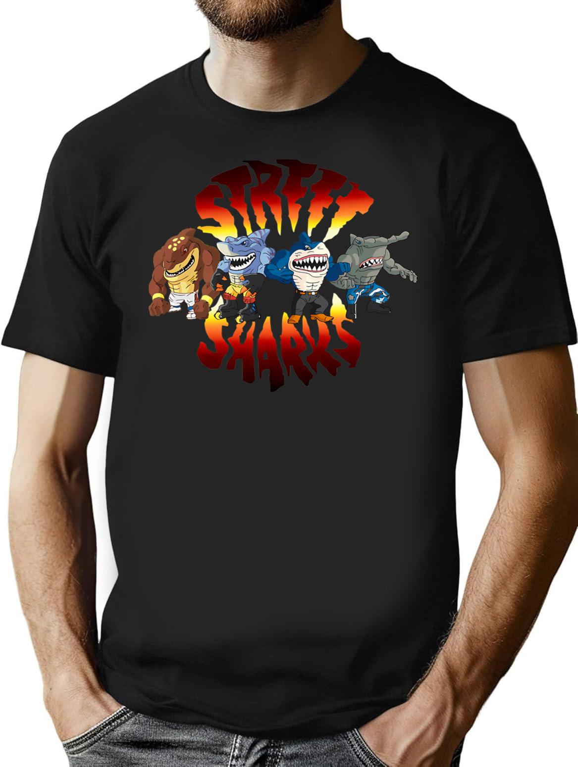 Cool Sharks T-Shirt for Men & Women, T-Shirts Graphic Tee - Black