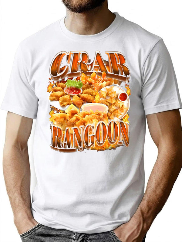 Crab Rangoon Meme Bootleg Rap Style 90S Vintage Funny 1990S T-Shirt for Men & Women, T-Shirts Graphic Tee - White