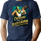 Creature Black Lagoon T-Shirt for Men & Women, T-Shirts Graphic Tee - Navy