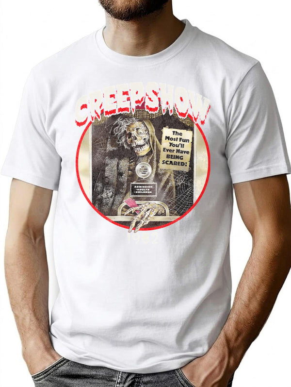 Creepshow 1982 Oval Worn Out T-Shirt for Men & Women, T-Shirts Graphic Tee - White