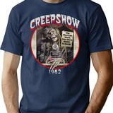 Creepshow 1982 Oval Worn Out T-Shirt for Men & Women, T-Shirts Graphic Tee - Navy