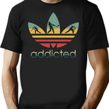 Cricket Addicted Vintage T-Shirt for Men & Women, T-Shirts Graphic Tee - Black