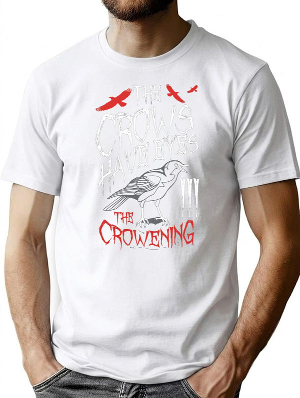 Crow Bird Scary T-Shirt for Men & Women, T-Shirts Graphic Tee - White