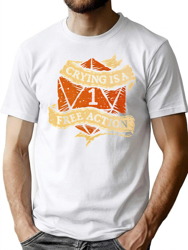 Crying Is A Free Action T-Shirt for Men & Women, T-Shirts Graphic Tee - White