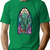 Cthulhu Church Stained Glass Cosmic Horror T-Shirt for Men & Women, T-Shirts Graphic Tee - Green