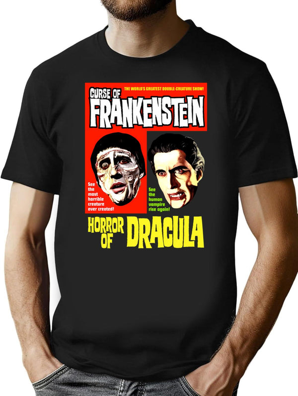 Curse Of Frankenstein Horror Of Dracula T-Shirt for Men & Women, T-Shirts Graphic Tee - Black