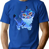 Cute Demon Cat K-Pop Demon Hunter T-Shirt for Men & Women, T-Shirts Graphic Tee - Blue