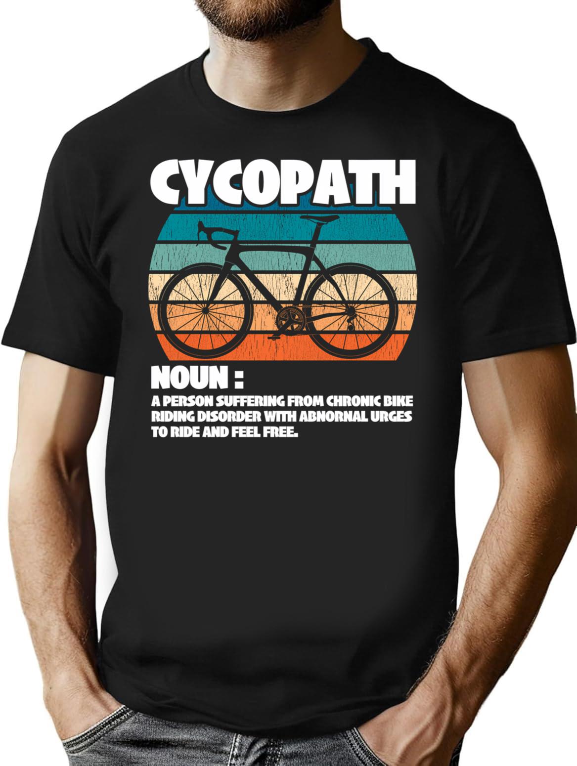 Cycopath Retro Vintage T-Shirt for Men & Women, T-Shirts Graphic Tee - Black