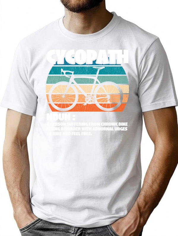 Cycopath Retro Vintage T-Shirt for Men & Women, T-Shirts Graphic Tee - White