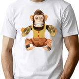 Cymbal Playing Chimp T-Shirt for Men & Women, T-Shirts Graphic Tee - White