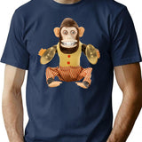 Cymbal Playing Chimp T-Shirt for Men & Women, T-Shirts Graphic Tee - Navy