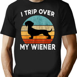 Dachshund Funny I Trip Over My Wiener Dog Daschund Vintage Tshirt39 T-Shirt for Men & Women, T-Shirts Graphic Tee - Black