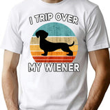 Dachshund Funny I Trip Over My Wiener Dog Daschund Vintage Tshirt39 T-Shirt for Men & Women, T-Shirts Graphic Tee - White