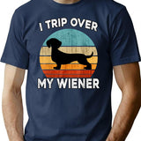 Dachshund Funny I Trip Over My Wiener Dog Daschund Vintage Tshirt39 T-Shirt for Men & Women, T-Shirts Graphic Tee - Navy