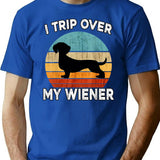 Dachshund Funny I Trip Over My Wiener Dog Daschund Vintage Tshirt39 T-Shirt for Men & Women, T-Shirts Graphic Tee - Blue