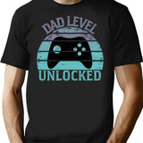 Dad Level Unlocked T-Shirt for Men & Women, T-Shirts Graphic Tee - Black
