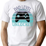 Dad Level Unlocked T-Shirt for Men & Women, T-Shirts Graphic Tee - White