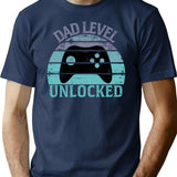 Dad Level Unlocked T-Shirt for Men & Women, T-Shirts Graphic Tee - Navy