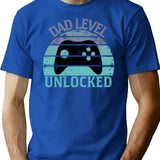 Dad Level Unlocked T-Shirt for Men & Women, T-Shirts Graphic Tee - Blue