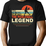 Dad The Man The Myth The Pickleball Legend Shirt Men Vintage Pickleball Dad T-Shirt Father'S Day Gift T-Shirt for Men & Women, T-Shirts Graphic Tee - Black