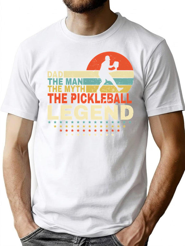 Dad The Man The Myth The Pickleball Legend Shirt Men Vintage Pickleball Dad T-Shirt Father'S Day Gift T-Shirt for Men & Women, T-Shirts Graphic Tee - White
