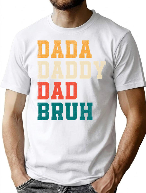 Dada Daddy Dad Bruh Funny Father'S Day Retro T-Shirt for Men & Women, T-Shirts Graphic Tee - White