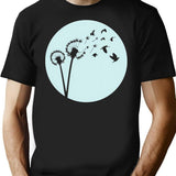 Dandelion Bird Flight T-Shirt for Men & Women, T-Shirts Graphic Tee - Black