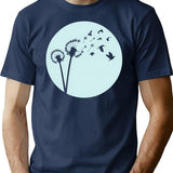 Dandelion Bird Flight T-Shirt for Men & Women, T-Shirts Graphic Tee - Navy