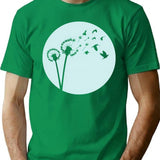 Dandelion Bird Flight T-Shirt for Men & Women, T-Shirts Graphic Tee - Green