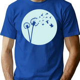 Dandelion Bird Flight T-Shirt for Men & Women, T-Shirts Graphic Tee - Blue